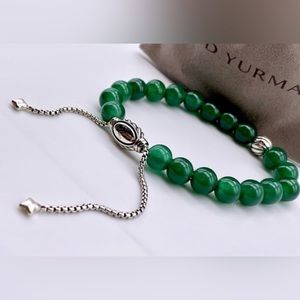 ☘️ ☘️David Yurman Green Onyx Spiritual Bead Bracelet with silver wave ball 🧚🏻